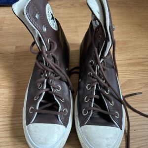 Converse Brown Leather High-Top Sneakers Size 7